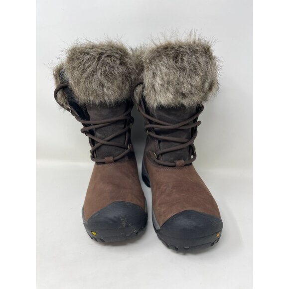 KEEN Helena Waterproof Insulated‎ Leather Boots Faux Fur Lace Up Women 6.5 Brown - Picture 4 of 7